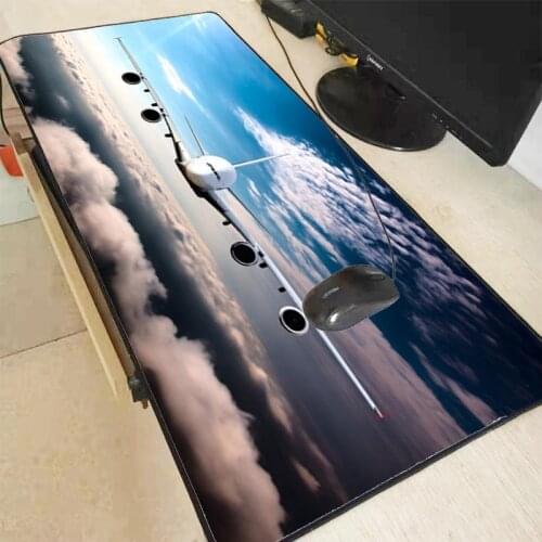 Mairuige Plane Flight Clouds Large Office Computer Desk Mat Table Keyboard Mouse Pad Laptop Cushion Desk Mat Lock Edge Mousepad