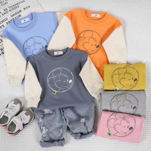 Brand Baby Boy Sweatshirt Kids Clothes Infant Hoodie Top Cartoon Long Sleeve Mickey Mouset Clothes Auntumn Spring Clothing