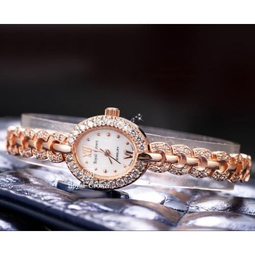 Small Royal Crown Lady Womens Watch Japan Quartz Hours Fashion Clock Bracelet Luxury Rhinestone Bling Girls Birthday Gift Box