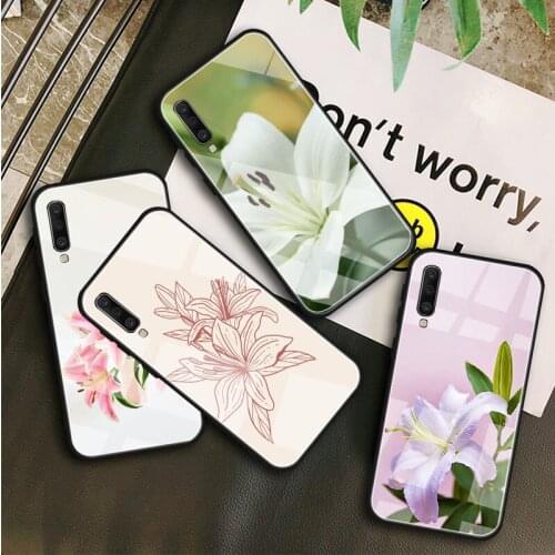 Lily Tempered Glass Case For Samsung Galaxy A10S A10E A20S A20E A30S A40 A50S A60 A70 A80 A90 A6 A7 A8 Shell