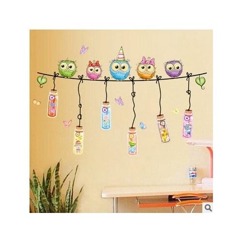 Children room kindergarten classrooms the cartoon animals wall post owls sofa wall decorative stickers