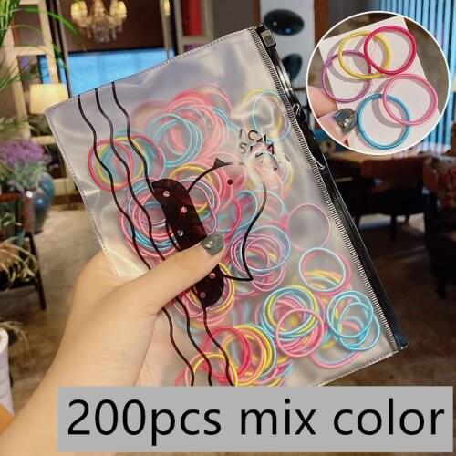 200/500pcs/Bag Girls Cute Colorful Elastic Hair Bands Ponytail Holder Children Rubber Band Kids Hair Baby Accessories Bebe