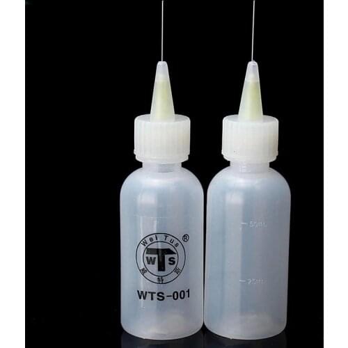 5pcs 50ml Needle Tip Soldering Cleaning Clear Liquid Flux Alcohol Oil Dispenser Plastic Hand Bottle Cleaner DIY Repair