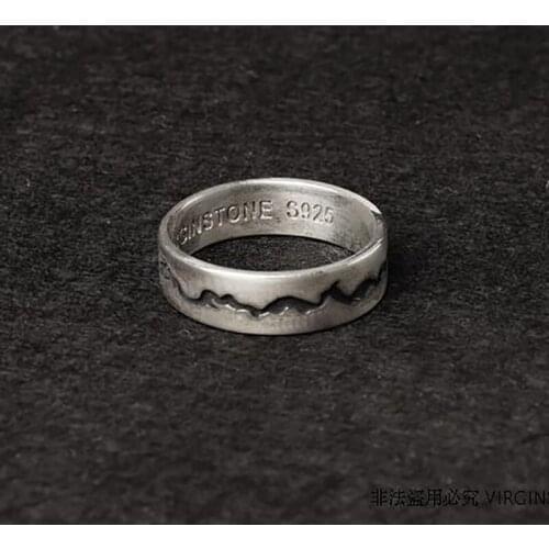 Designer Unique Creative Hand-carved Irregular Line Opening Adjustable Ring Fashionable Personality Couple Silver Jewelry