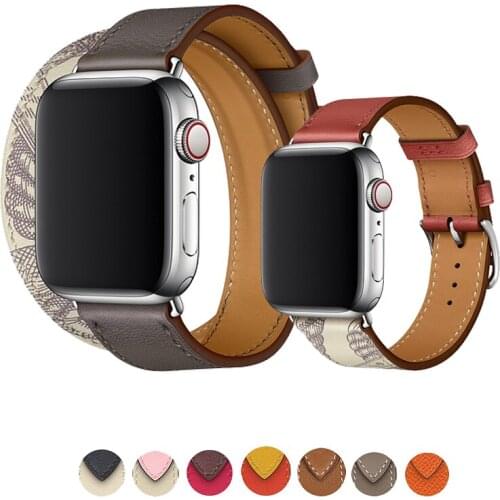 Double Tour strap for apple watch band 42mm 38mm apple watch 6 5 4 3 2 1 SE 44mm 40mm iwatch bracelet Genuine leather watchband