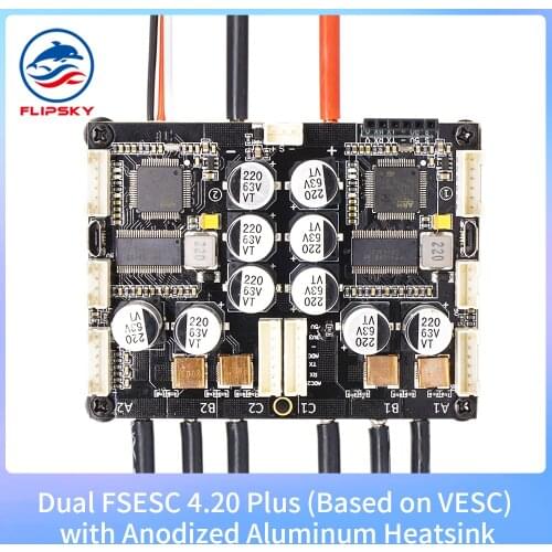 3-12s Electric Skateboard Controller Dual FSESC4.20 Plus (Based on VESC ) with Anodized Aluminum Heatsink Integrated Switch