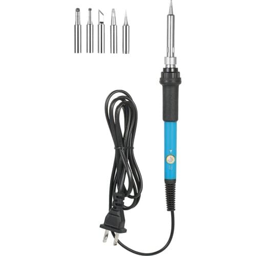 60W Electric Adjustable Temperature Welding Soldering Iron + 5 Replacement Soldering Tips Set