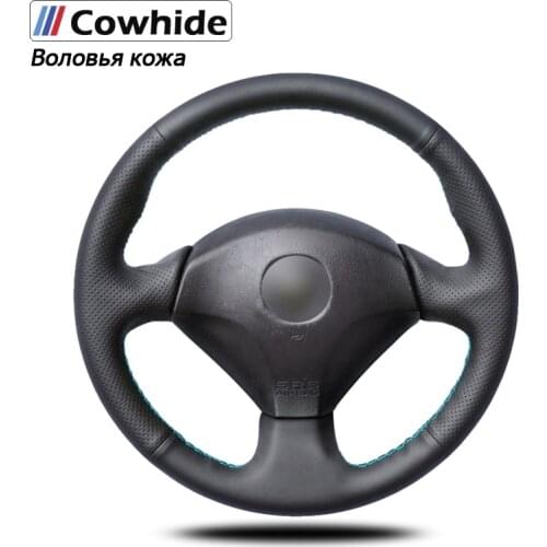 Handsewing Black Genuine Leather Steering Wheel Covers For Honda acura rsx type-s 2005 2000 2001 2002-2008 civic si 2002-2004