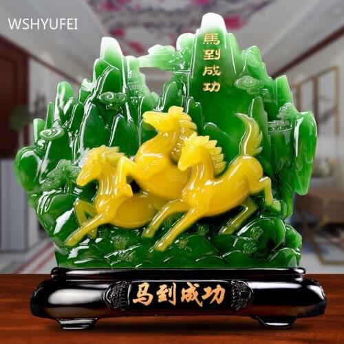 Chinese Resin Animal Sculpture Home Decoration Living Room TV Cabinet Feng Shui Ornaments Office Desktop Lucky Decor Crafts