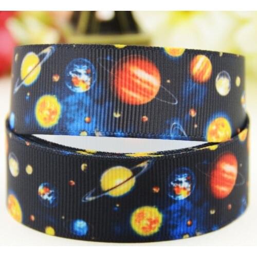 22mm 25mm 38mm 75mm Planet Cartoon pattern printed Grosgrain Ribbon party decoration 10 Yards X-03863