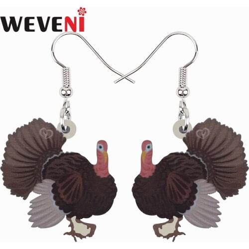 WEVENI Thanksgiving Acrylic Cute Turkey Chicken Earrings Fashion Big Drop Dangle Jewelry For Women Girls Teen Party Charms Gifts