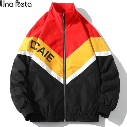 Una Reta Mens Jacket New 2021 Spring Hip-Hop Zipper Techwear Men Clothing Harajuku Plus Size Coats Print Patchwork Jacket Men