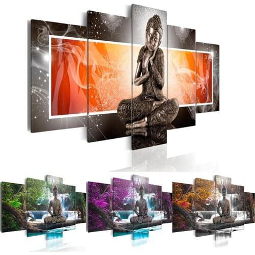 Huacan 5pcs/set Diamond Painting Religion Full Square Diamond Embroidery Multi-picture Buddha DIY Home Decoration