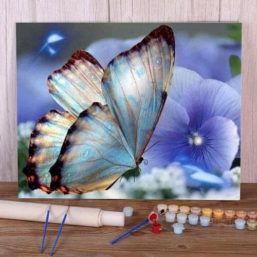 Butterfly Flower Vivid Animal Coloring By Numbers Painting Kit Oil Paints 40*50 Paiting By Numbers Home Decor Wholesale