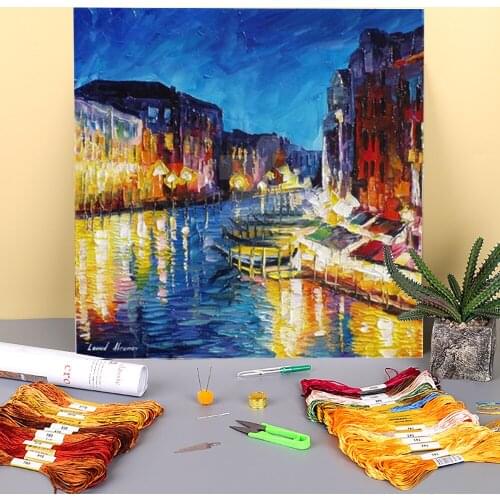 Venice In Color Pre-Printed 11CT Cross Stitch Embroidery Complete Kit DMC Threads Knitting Needlework Sewing Craft Jewelry