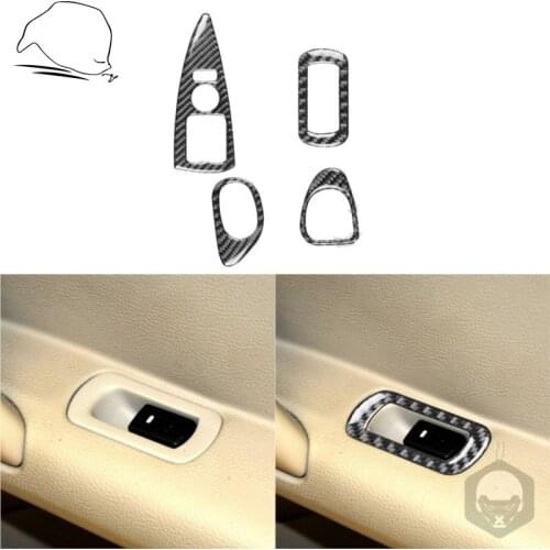 For Chevrolet Corvette C6 2005-2007 Carbon Fiber Sticker Door Window Lift Button Panel Protection Frame Interiors Car Accessorie