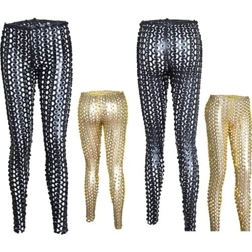 Nightclub Shiny Leather Hole Elastic Performance Bondage Hip Butts Women Pants DMSM Fetish Salve Role Play Erotic Clubwear