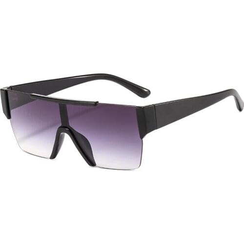 New Male Flat Top Sunglasses Women big one piece lens sunglasses women square Black Blue Square Glasses Shades UV400