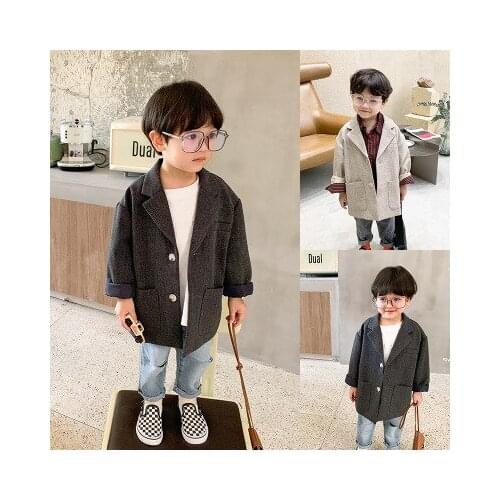 2020 Autumn New Korean Style Baby Boy Blazer Coats Childrens Clothing Kids Boys Turn Down Jackets Toddler Trench Coat for Boys