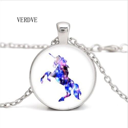 Cheap wholesale 3 color unicorn fashion high quality crystal glass pendant necklace jewelry