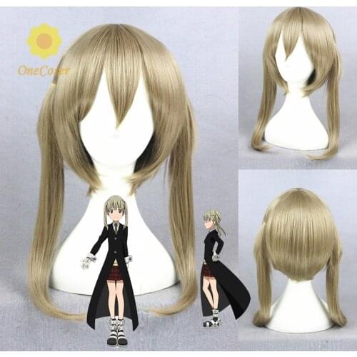 Anime Soul Eater Maka Albarn Cosplay Brown Ponytail Wig Synthetic Hair + Free Wig Cap Halloween Party Role Play Mardi Gras