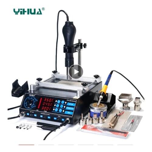 YIHUA 853AAA 1350W Preheating Station PCB Preheater Soldering Station BGA Rework Station Soldering Iron Heat Gun Welding Station