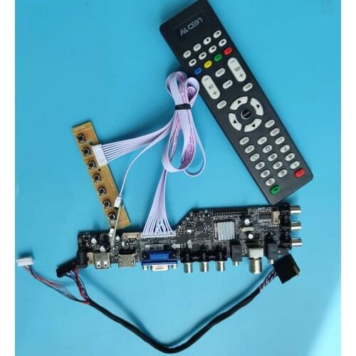 Controller board for B156XW02 V.2 /V.0/V.1/V.4/V.5/V.3/V.7 TV VGA USB AV DVB-T HDMI remote 1366X768 LED digital signal remote