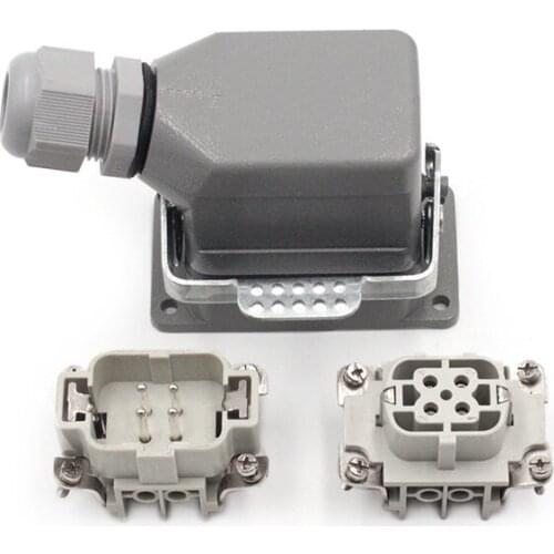 Rectangular Aviation Plug HDC-HE-004 Opening Installation with Dust Cover, Side Out/ejection Industrial Heavy-duty Connector