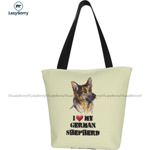 German Shepherd Shopping Bag Funny Polyester Outdoor Handbag Female Gift Bags