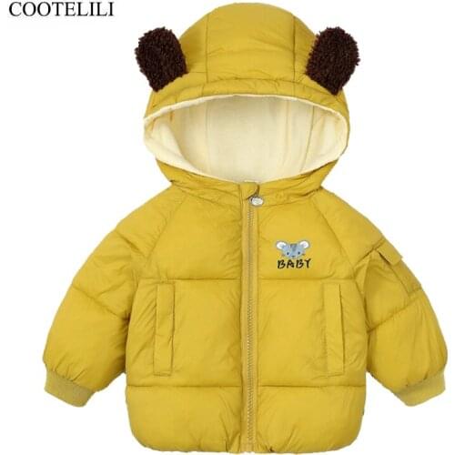 COOTELILI Fleece Warm Kids Jacket Coat For Boys Baby Girls Boys Parka Kids Jacket Hood Winter Children Jacket Toddler Outerwear