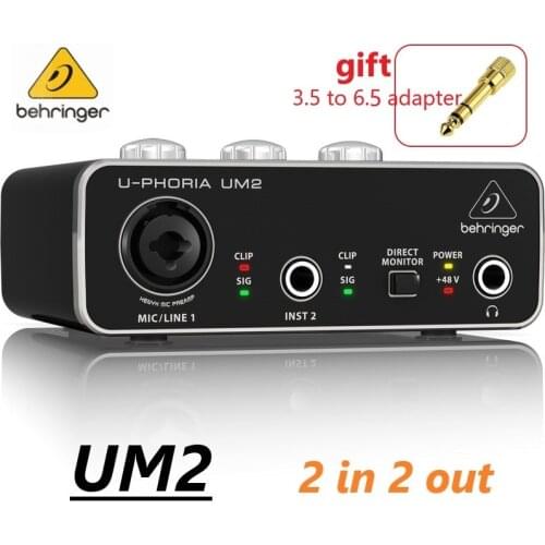 BEHRINGER UM2 Guitar Recording External USB Sound Card Special Audio Interface For Internet Celebrity Live Broadcast