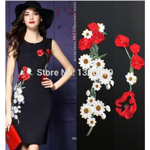 2 PC 3D Collar Embroidered Lace Applique Fabric Wedding Dress Accessories DIY Sew Cloth Lace Decorative Patch RS27