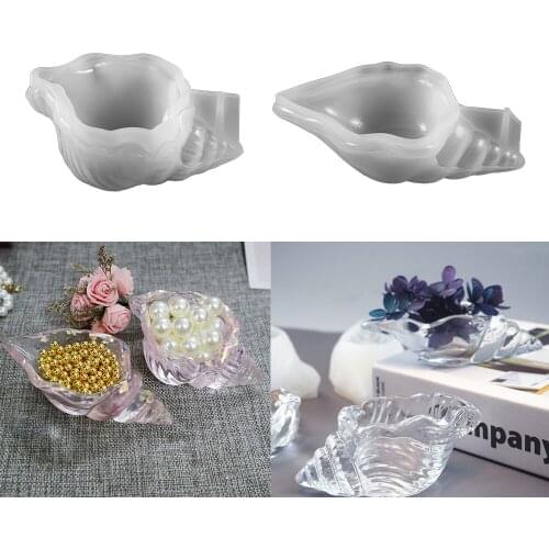 DIY Resin Mirror 3D Conch Makeup Egg Storage Shell Marine Silicone Mold Beads Storage UV Epoxy Casting Mould for Handmade Crafts