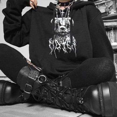 Plus Size Horror Bear Print Goth Punk Oversized Womens Sweatshirt Harajuku Hip Hop Streetwear Y2K Korean Style Aesthetic Hoodie