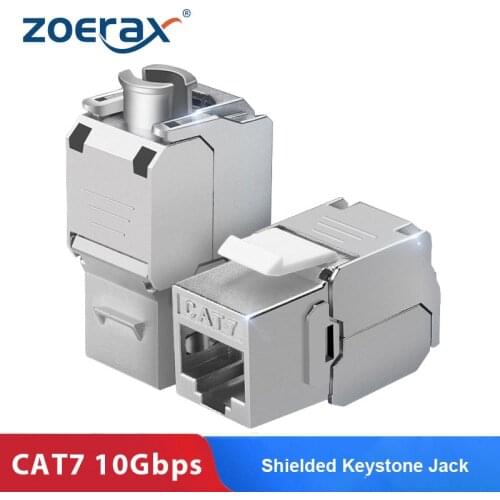ZoeRax 5PCS RJ45 CAT 7 Tool-Less STP Shielded Keystone Jack, Keystone Zinc Alloy Module Coupler Adapter Wall Plate