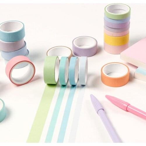 12 Rolls/box Candy Color Decorative Washi Tape Diy Rainbow Sticker Masking Paper Set Crafts Planners Scrapbooks Bullet Journals