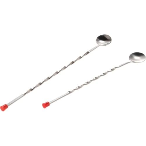 2pcs/set Stainless Steel Drink Cocktail Bar Spoon Mixer Stirring Mixing Spoon Barware Tool Kitchen Bar Tools Accessories