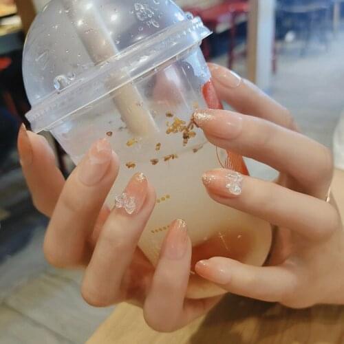 24pcs Bow Nails Patch Glue Type Mid Length Paragraph Removable Fashion Manicure False Nails Patch SANA889