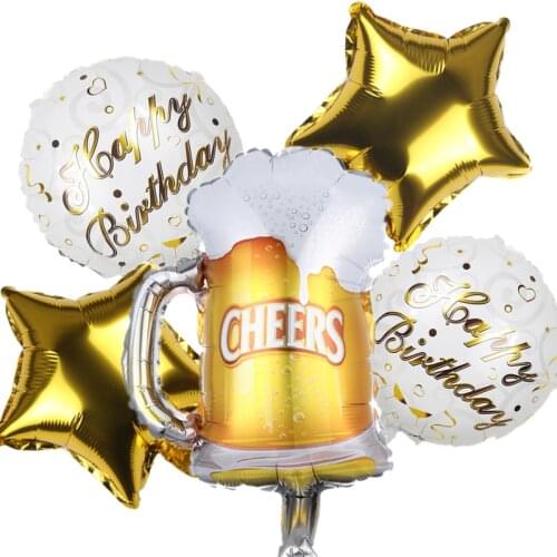 5pcs Cartoon Animal Beer Dinosaur Aluminum Film Balloon Set Birthday Party Wedding Graduation Ceremony Childrens Toy