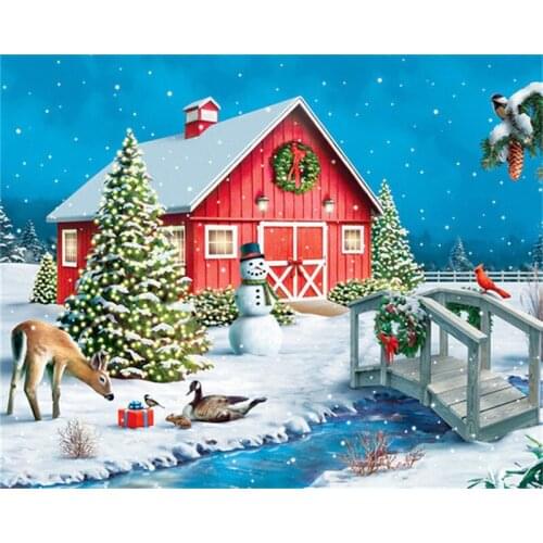 5D Diamond Painting Full Square/Round Christmas House Diamond Mosaic Embroidery Christmas Rhinestone Picture Home Decor