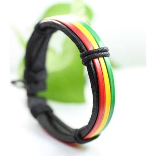 6Pcs/set Ethnic Tribal Multilayer Leather Bracelet Unisex Fashion Braided Handmade Rope Wrap Bracelets & Bangles Male Gift J96