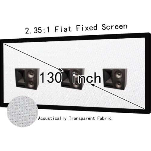 HD 130inch 2.35:1 Acoustic Transparent Projector Screen Black Velvet Fixed Frame For Hifi Cinema AT Screens