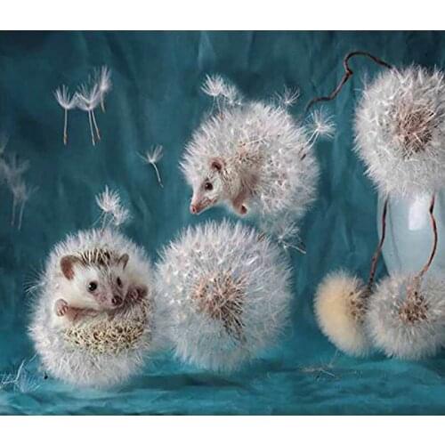 TOUOILP 5D Diamond Embroidery Hedgehog Dandelion Diamond Painting Stitch Diamond Decoration Animal Gift