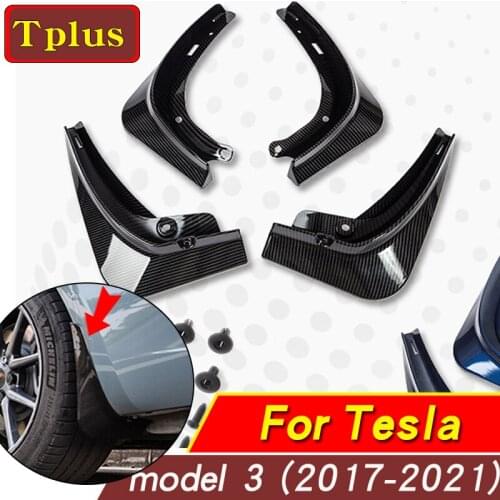 Model3 Mud Flaps Splash guard For Tesla Model 3 2021 Accessories Guard Fender Front Rear Wheel Mudguard Carbon Fiber ABS