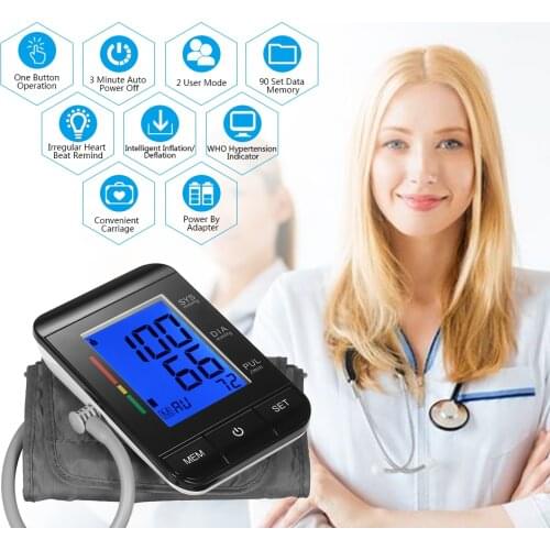 Wrist / Arm Blood Pressure Monitor LCD Digital PulseHeart Beat Rate Meter Device Equipment Tonometer BP Mini Sphygmomanometer