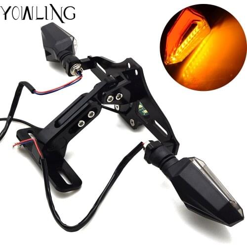 Motorcycle Rear License Plate Mount Holder LED Turn Signal Light For ducati monster 620 bmw s1000r s1000rr f800r m109r cbr 125