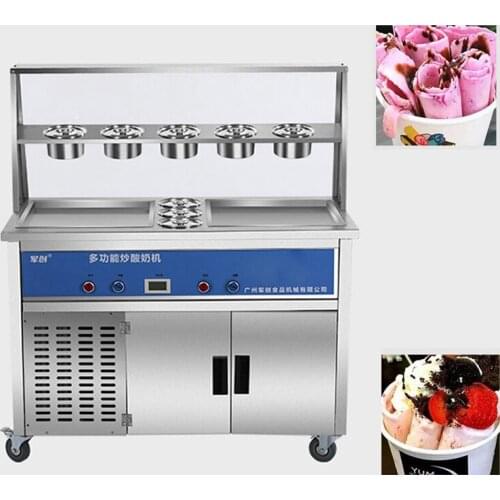 DSHASIF Top quality double pan stainless steel frozen ice cream rolls fried ice cream machine ice roll machine