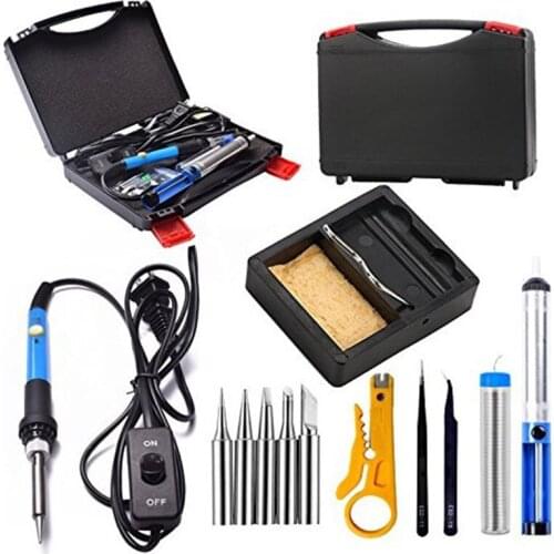 13 in 110V 220V 60W EU US Adjustable Temperature Electric Soldering Iron Set Welding Solder Station Heat Pencil Repair Tool Kit