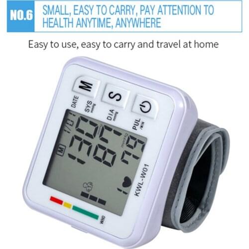 Electronic Blood-Pressure Monitor Home Use Wrist Type Sphygmomanometer Digital LCD Blood-Pressure Measurement Meter with Pulse R