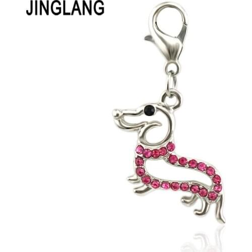 JINGLANG Adorable Dog Charms Star Pave Charm Fit Bracelet & Necklaces DIY Jewelry Christmas Gift 50 pcs